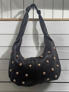Black Studded Shoulder Bag - Unbranded